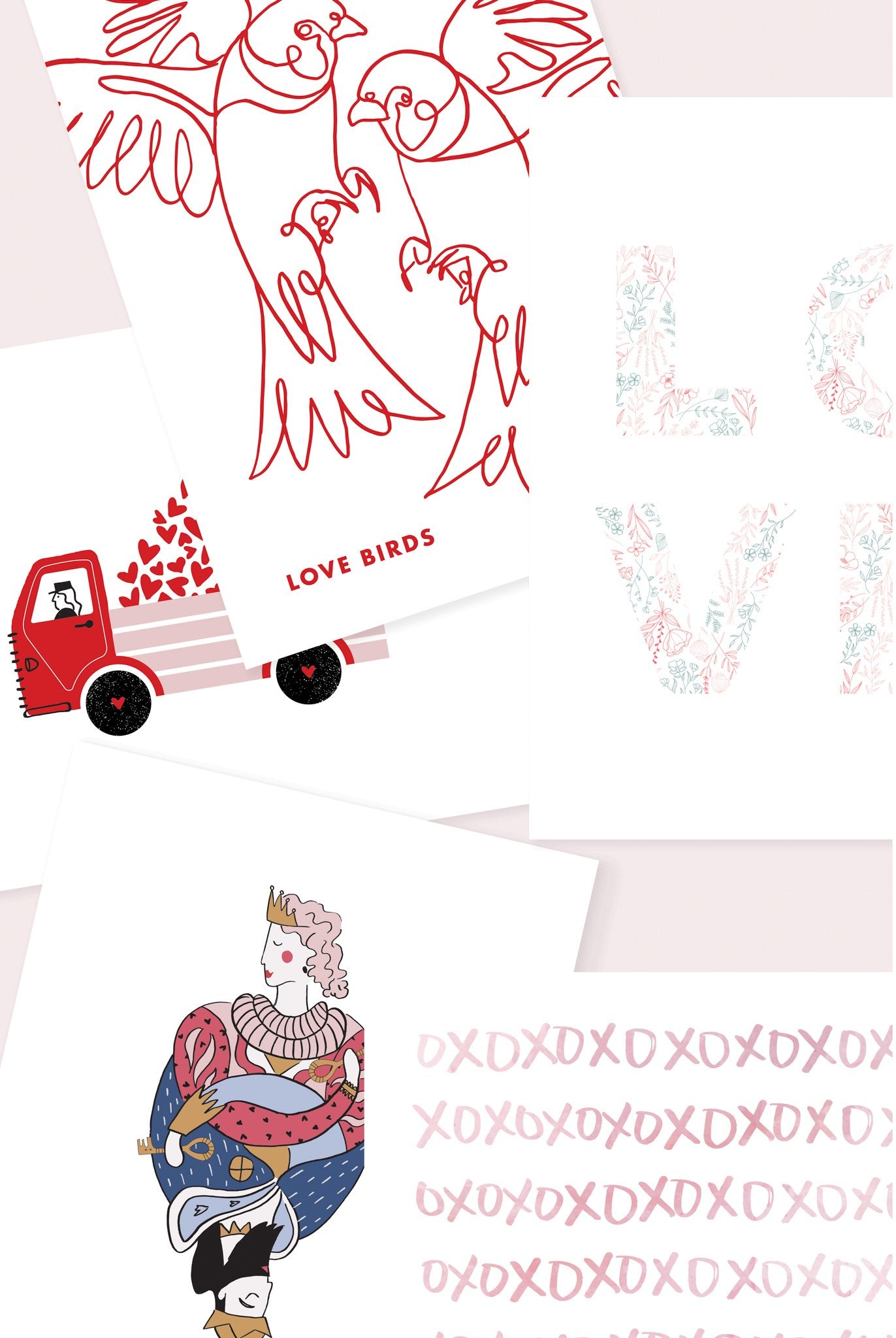 Valentines Day Cards (Set of 5 w/ Envelopes)