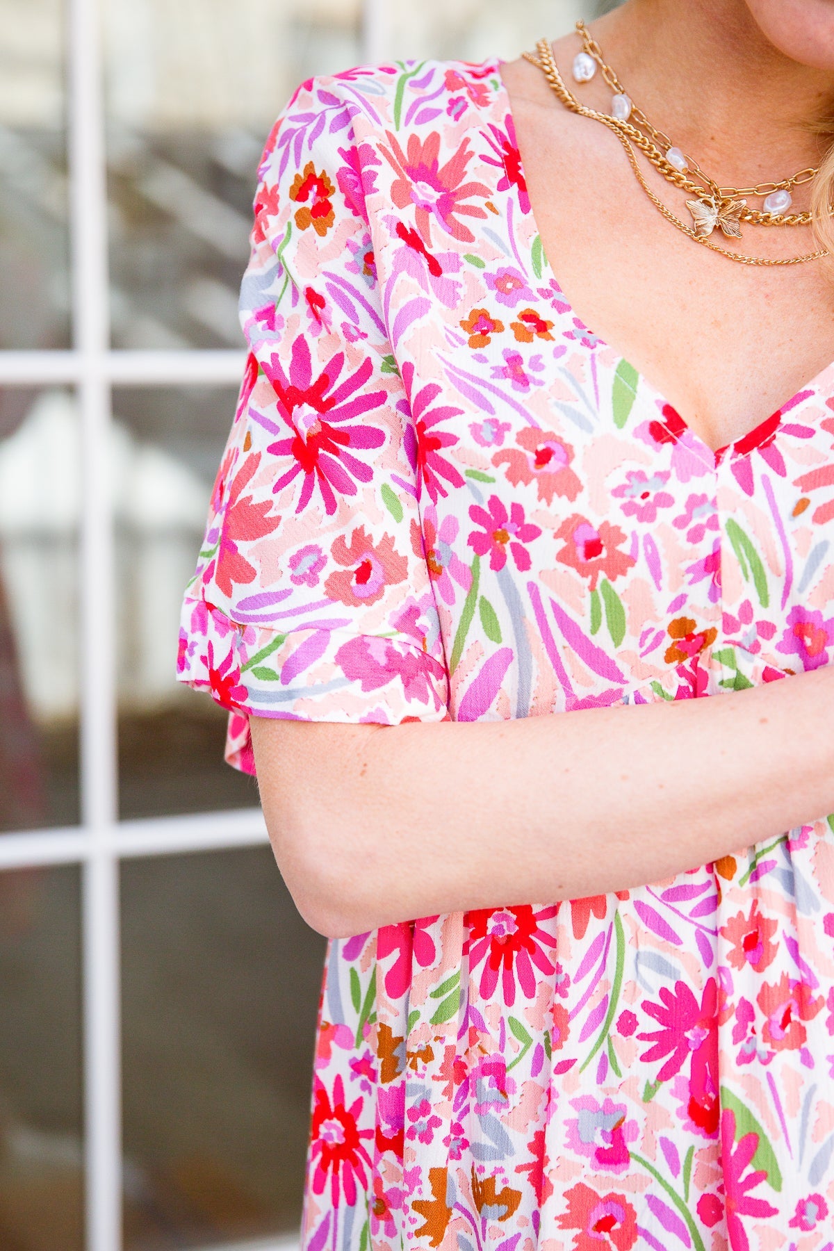 Vintage Daisies Dress In Pink