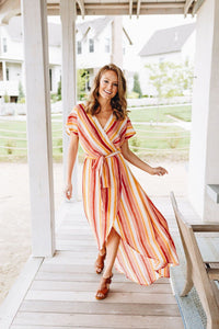 Watercolor Sunset Striped Dress