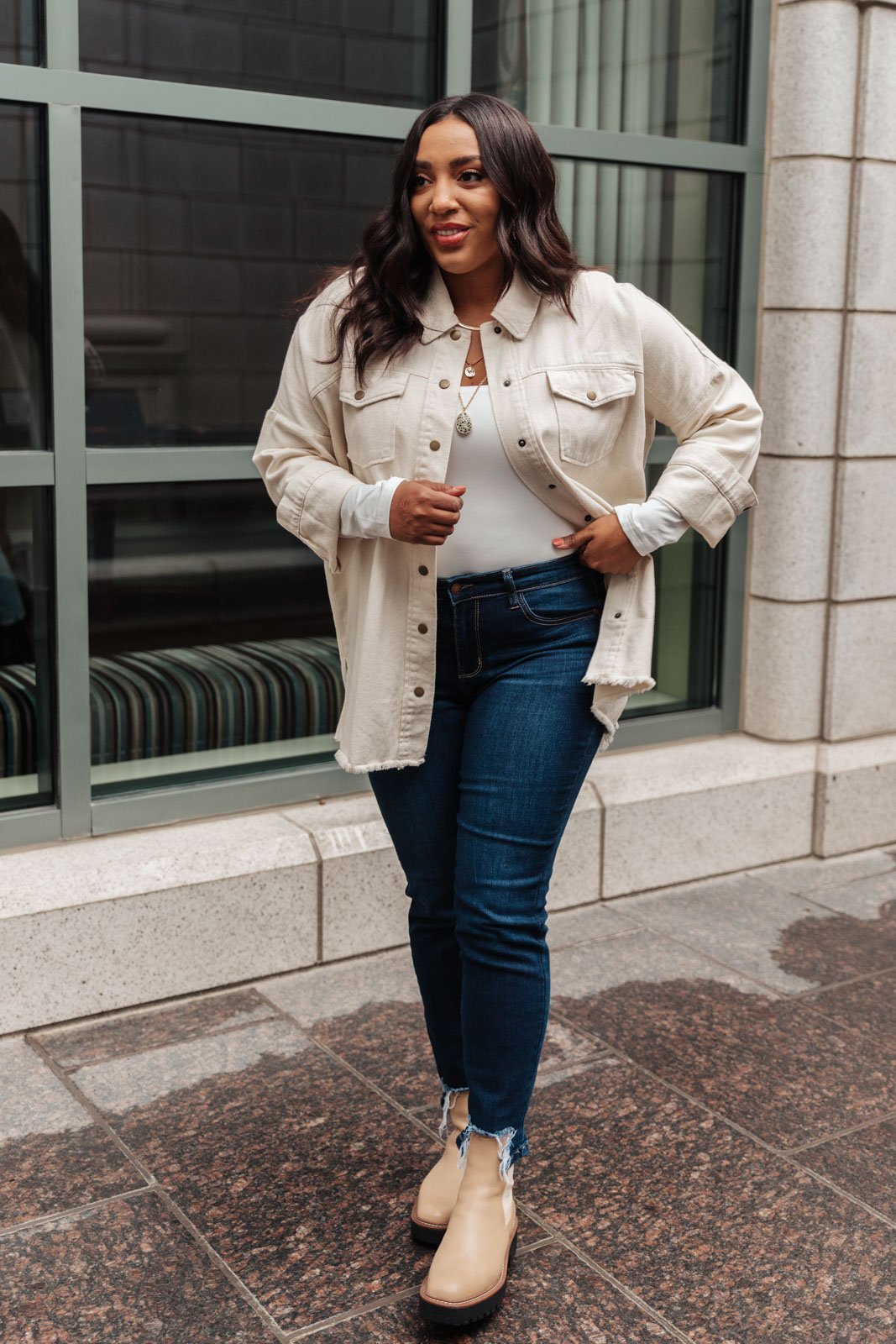 Western Calling Shacket in Oatmeal