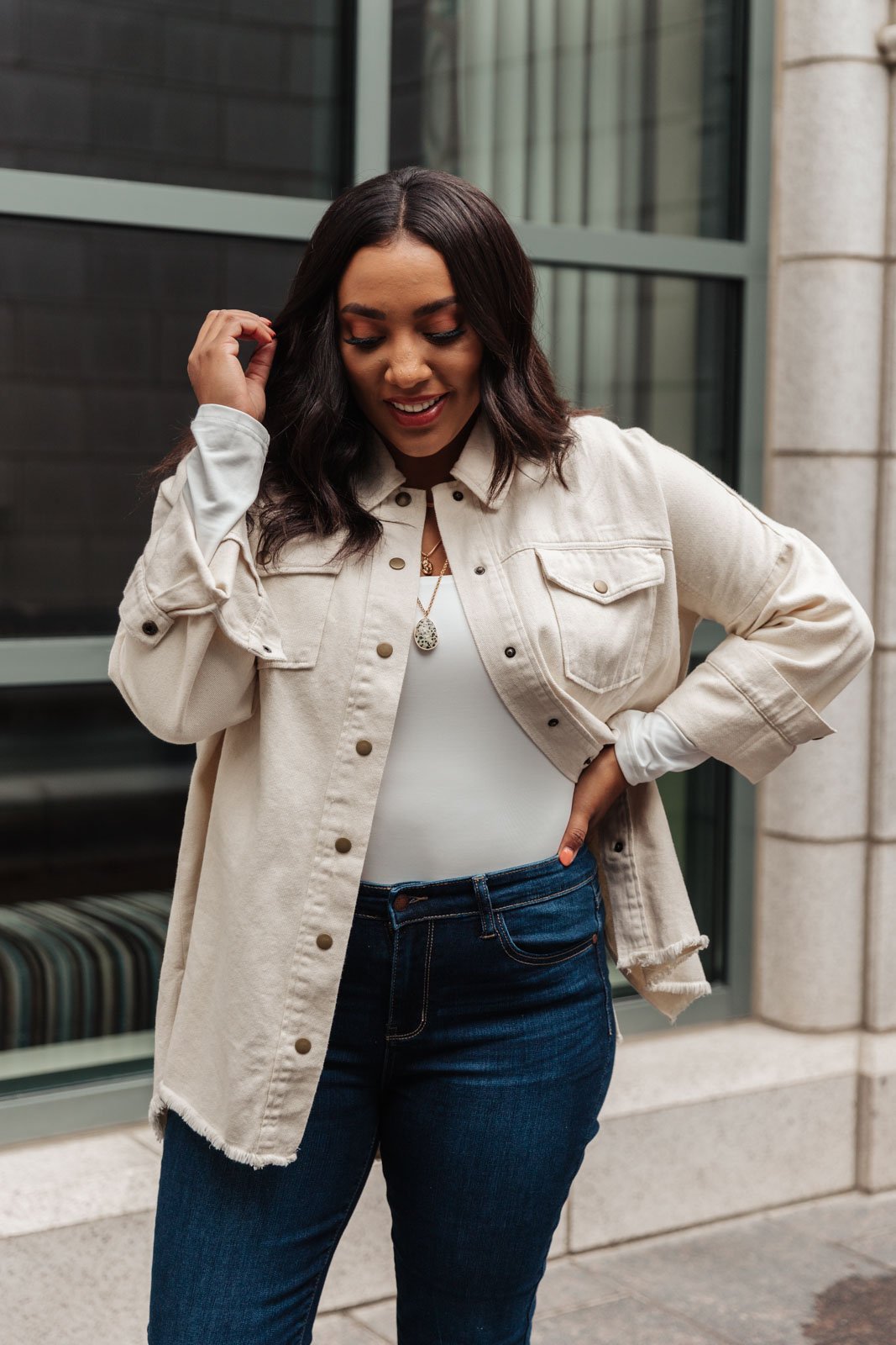 Western Calling Shacket in Oatmeal