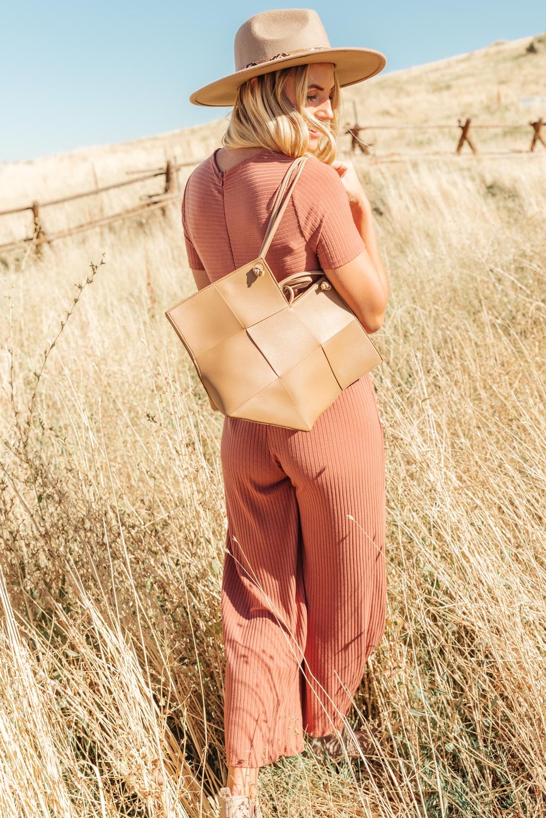 Woven Tote in Brown