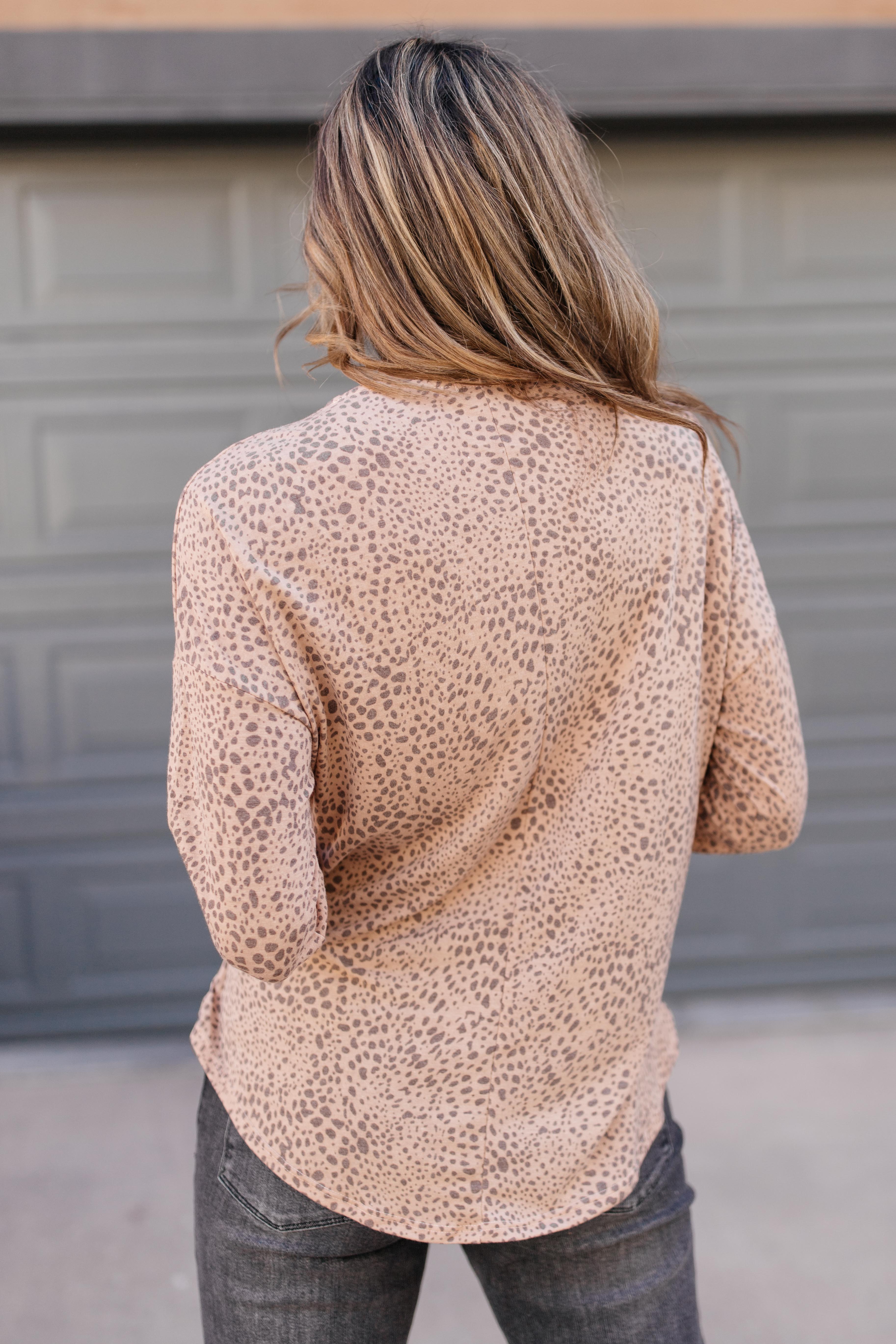 Wrapped With Spots Top in Taupe