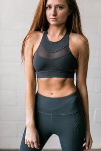 Ahead Of the Curve Sports Bra In Pine
