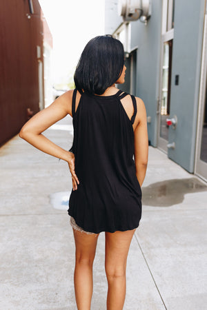 All Cut Up Sleeveless Top In Black