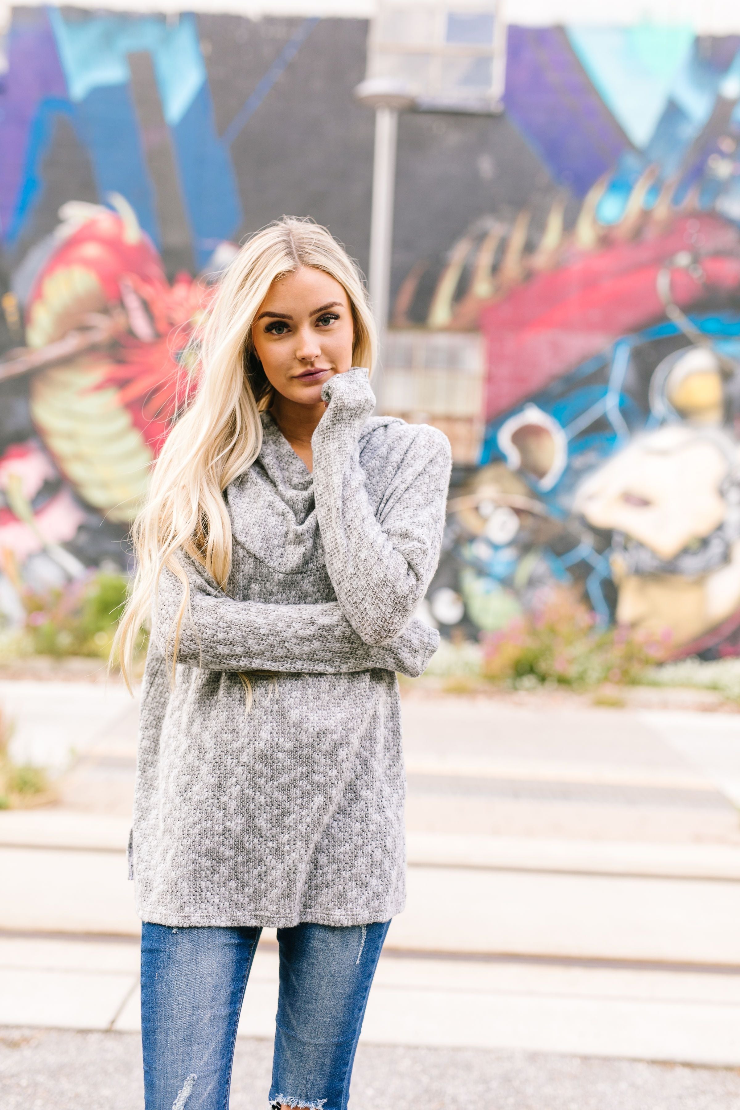 All Weather Hooded Sweater In Heather Gray - ALL SALES FINAL