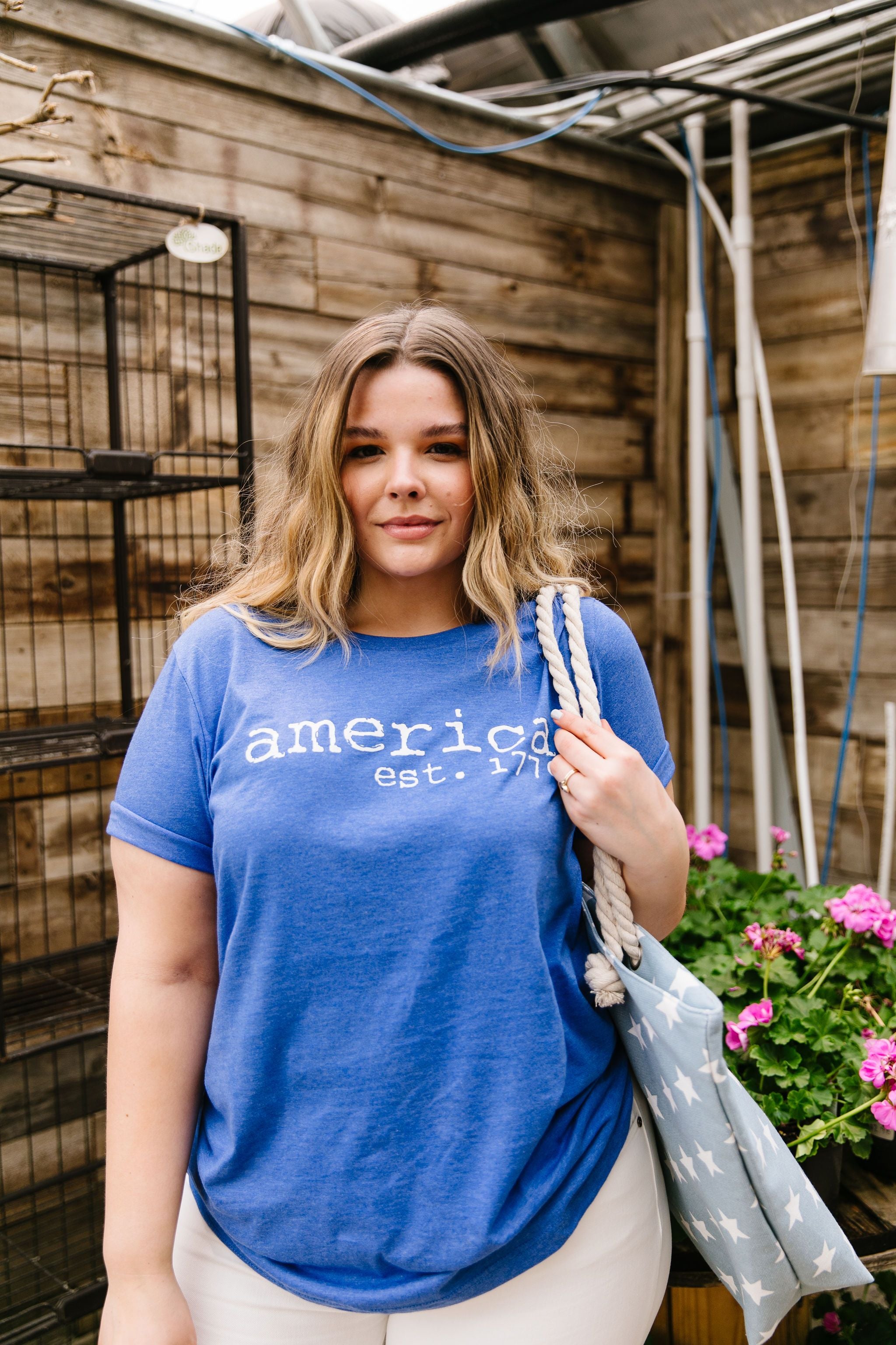 America Graphic Tee In Heather Royal