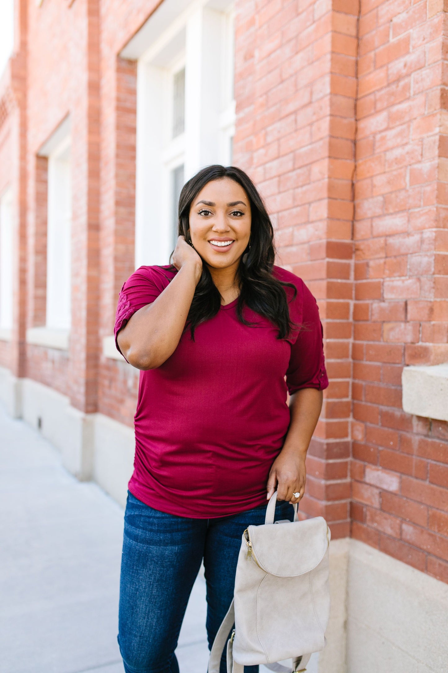 Armed With Lace Top In Burgundy