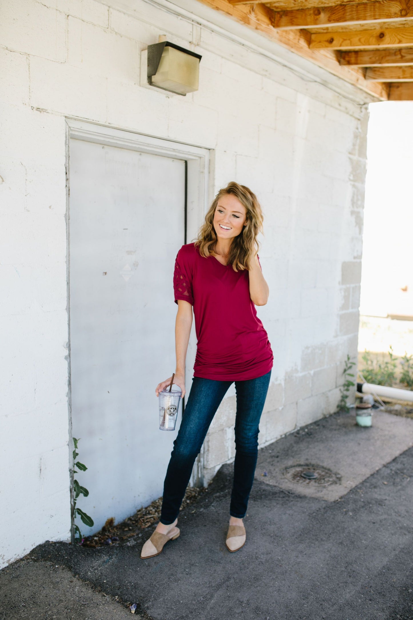 Armed With Lace Top In Burgundy