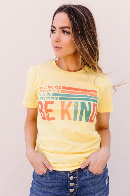 Be Kind Graphic Tee In Lemon