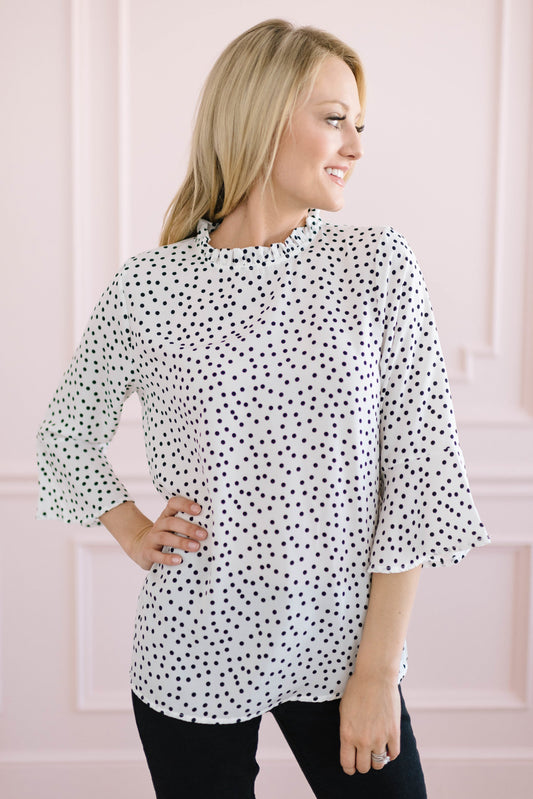Black + White Dot Top