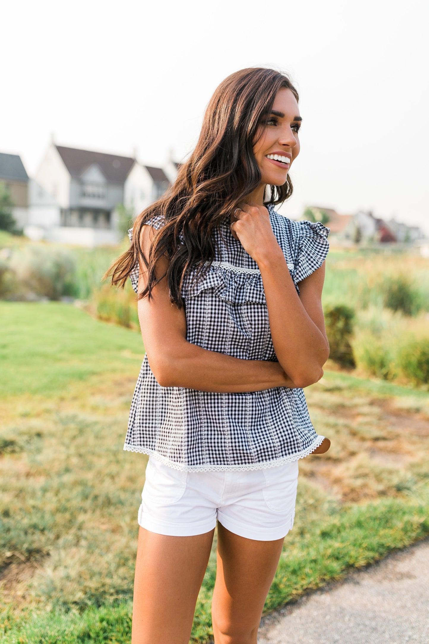 Black + White Gingham Top