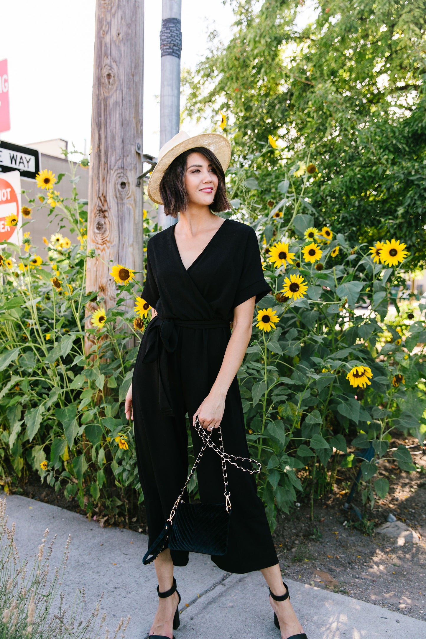 Black Wrap Front Jumpsuit