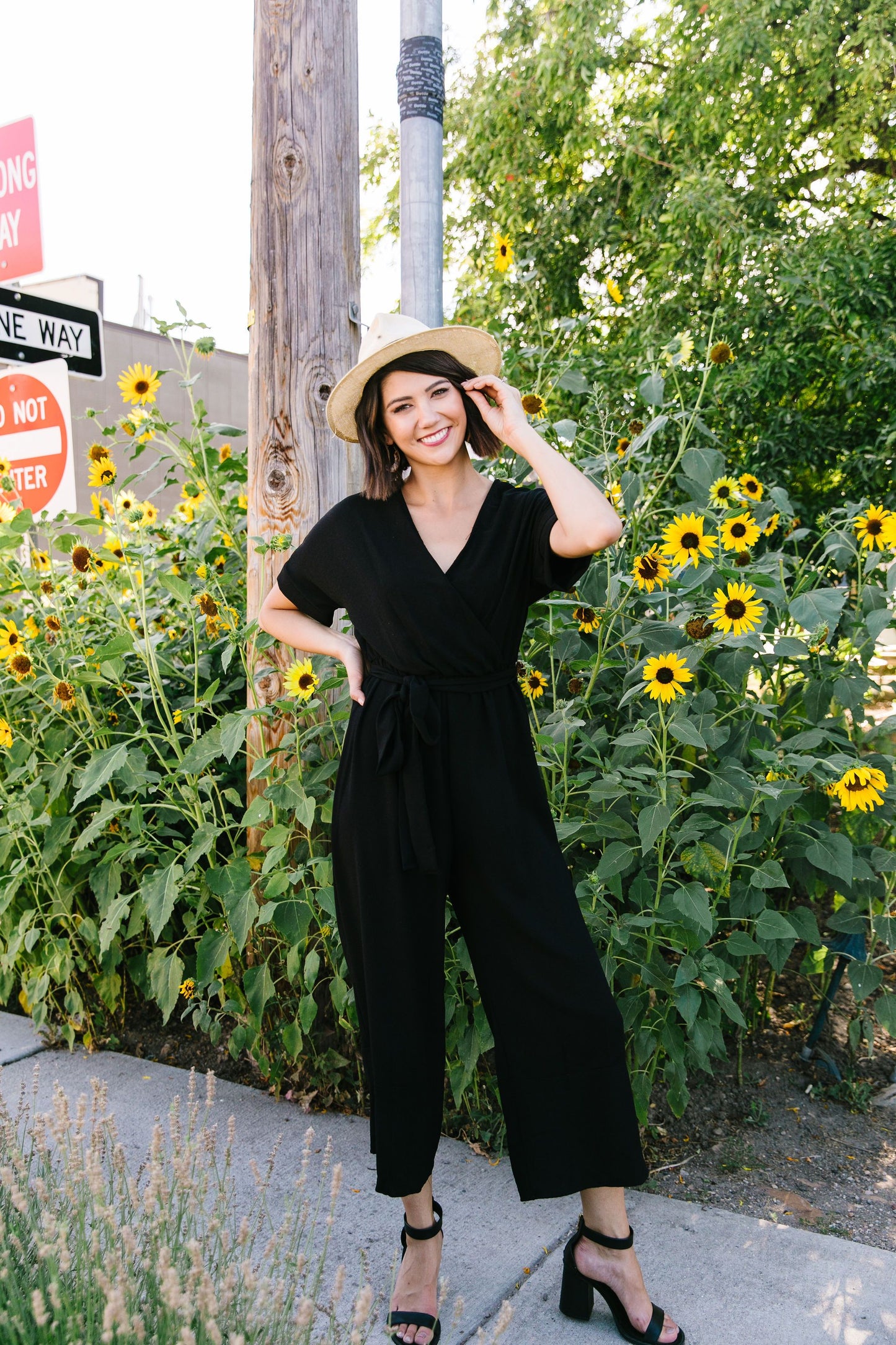 Black Wrap Front Jumpsuit