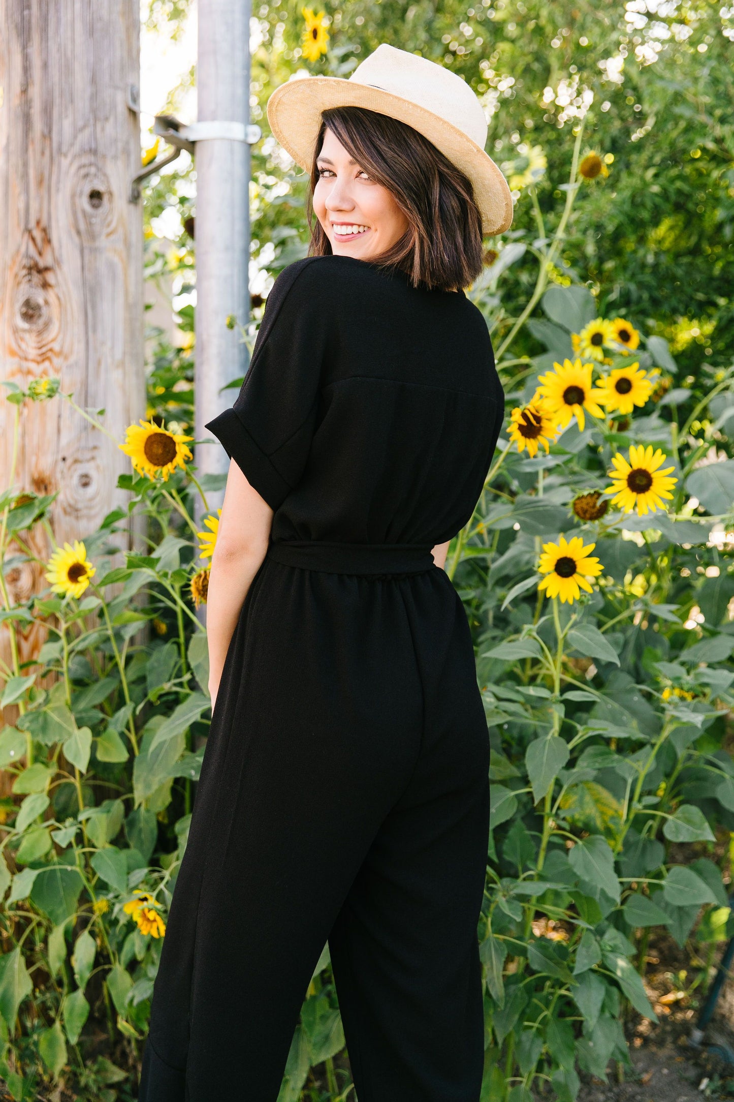 Black Wrap Front Jumpsuit