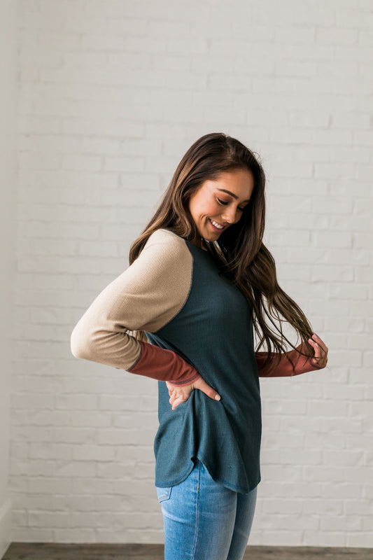 Blanca Color Block Raglan Tee - ALL SALES FINAL