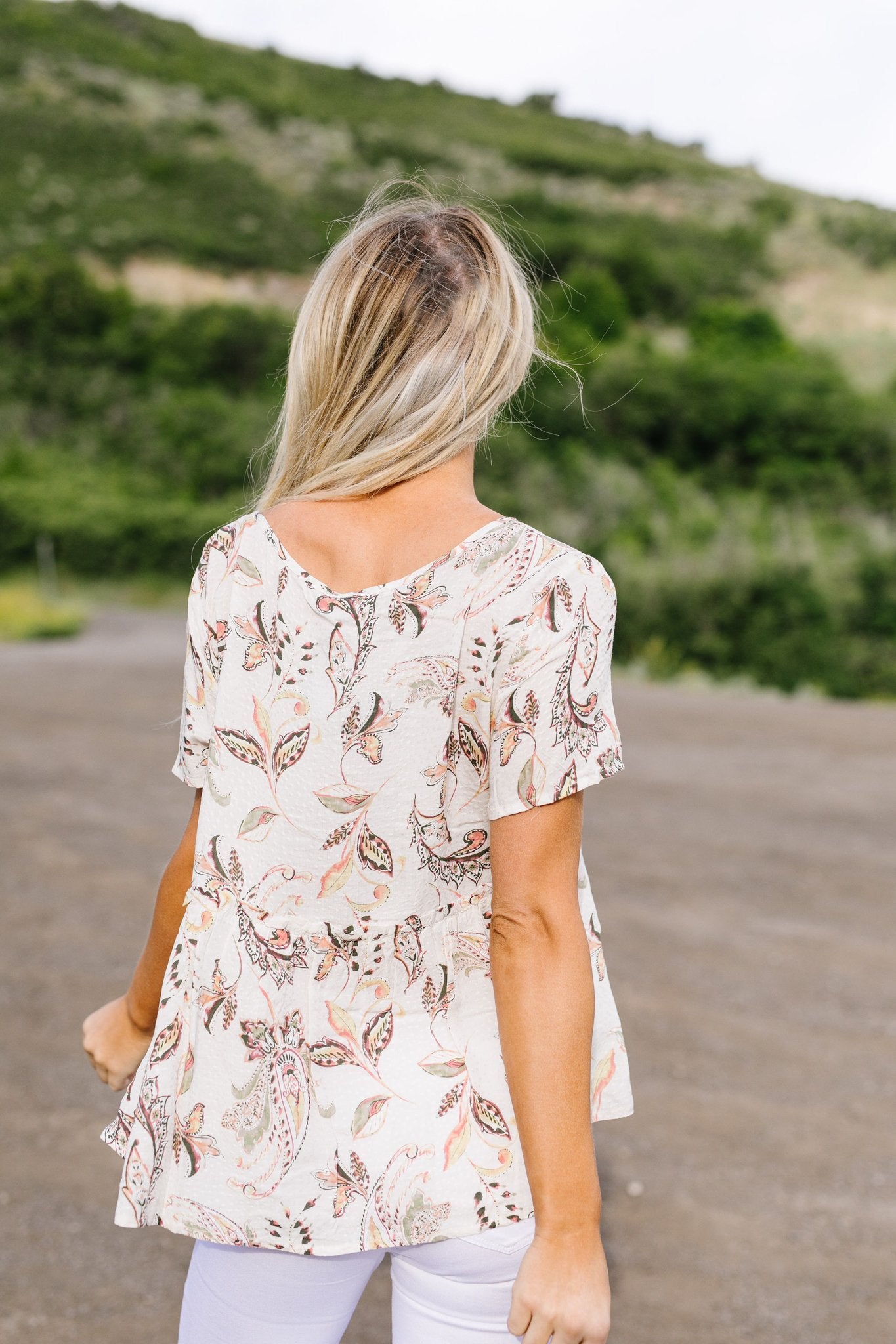 Bliss Swiss Dot Floral Top In Ivory