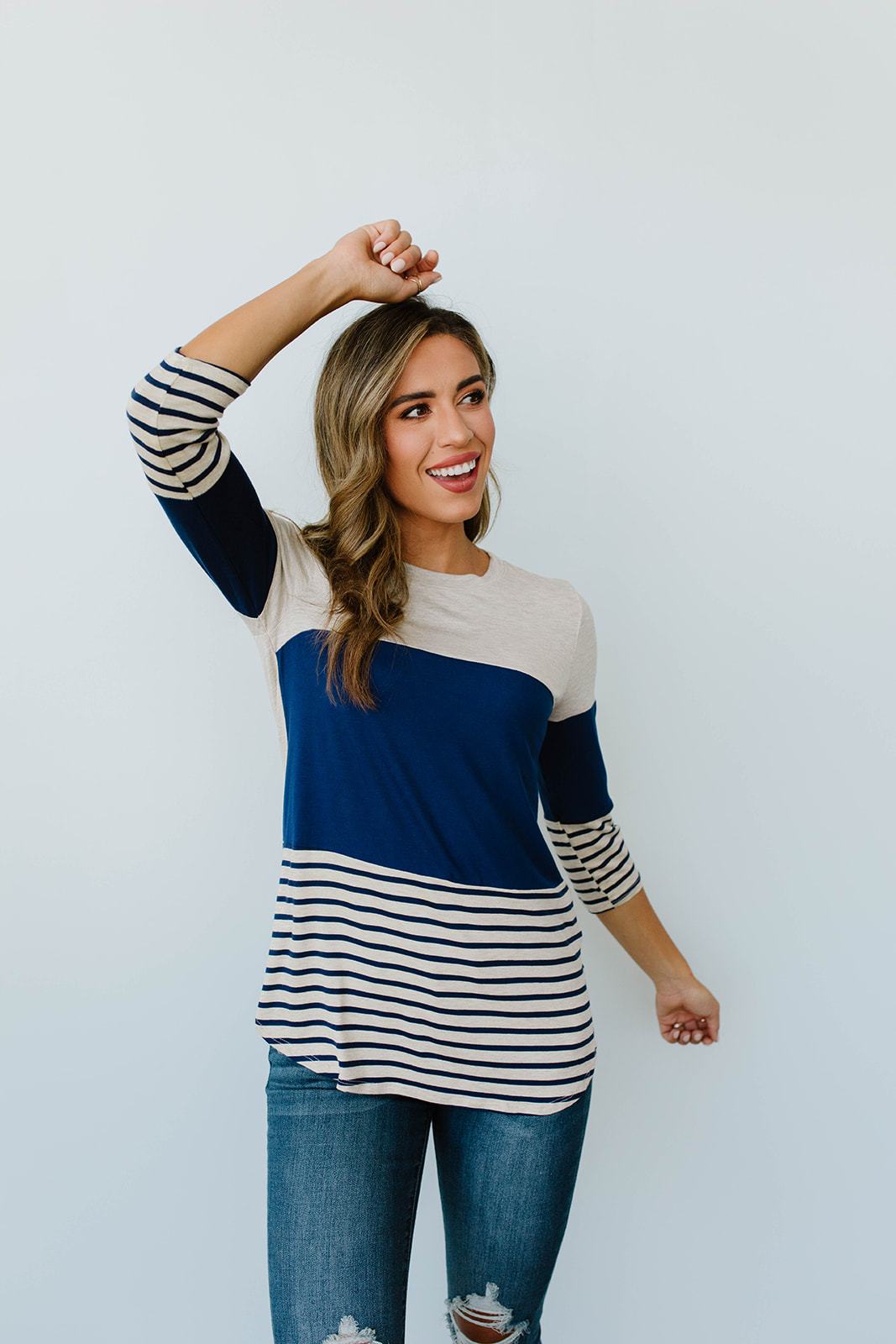 Block Talk Top In Navy