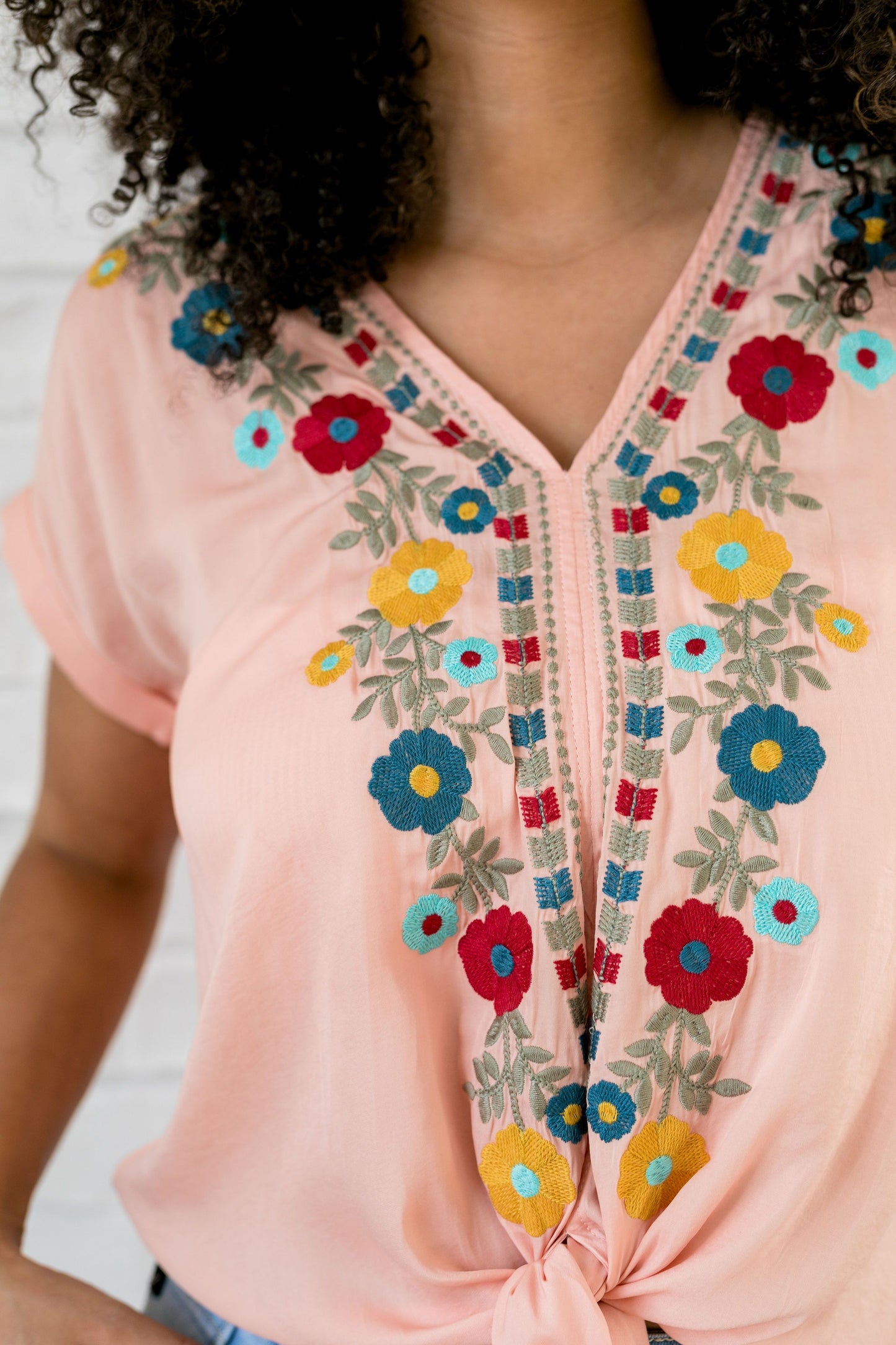 Bright Floral Embroidered Top