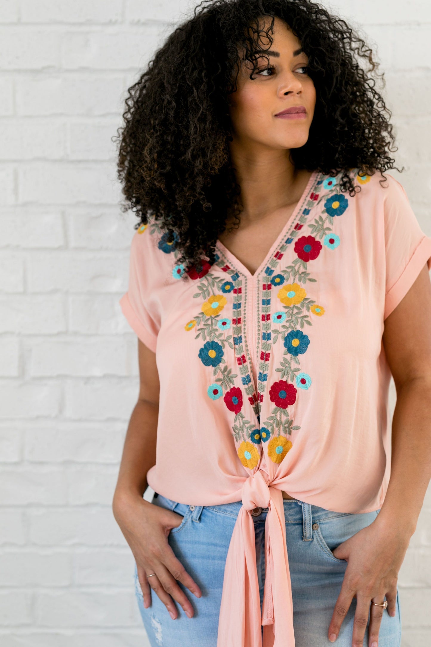 Bright Floral Embroidered Top