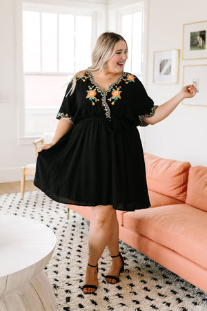 Brooklyn Embroidered Dress In Black