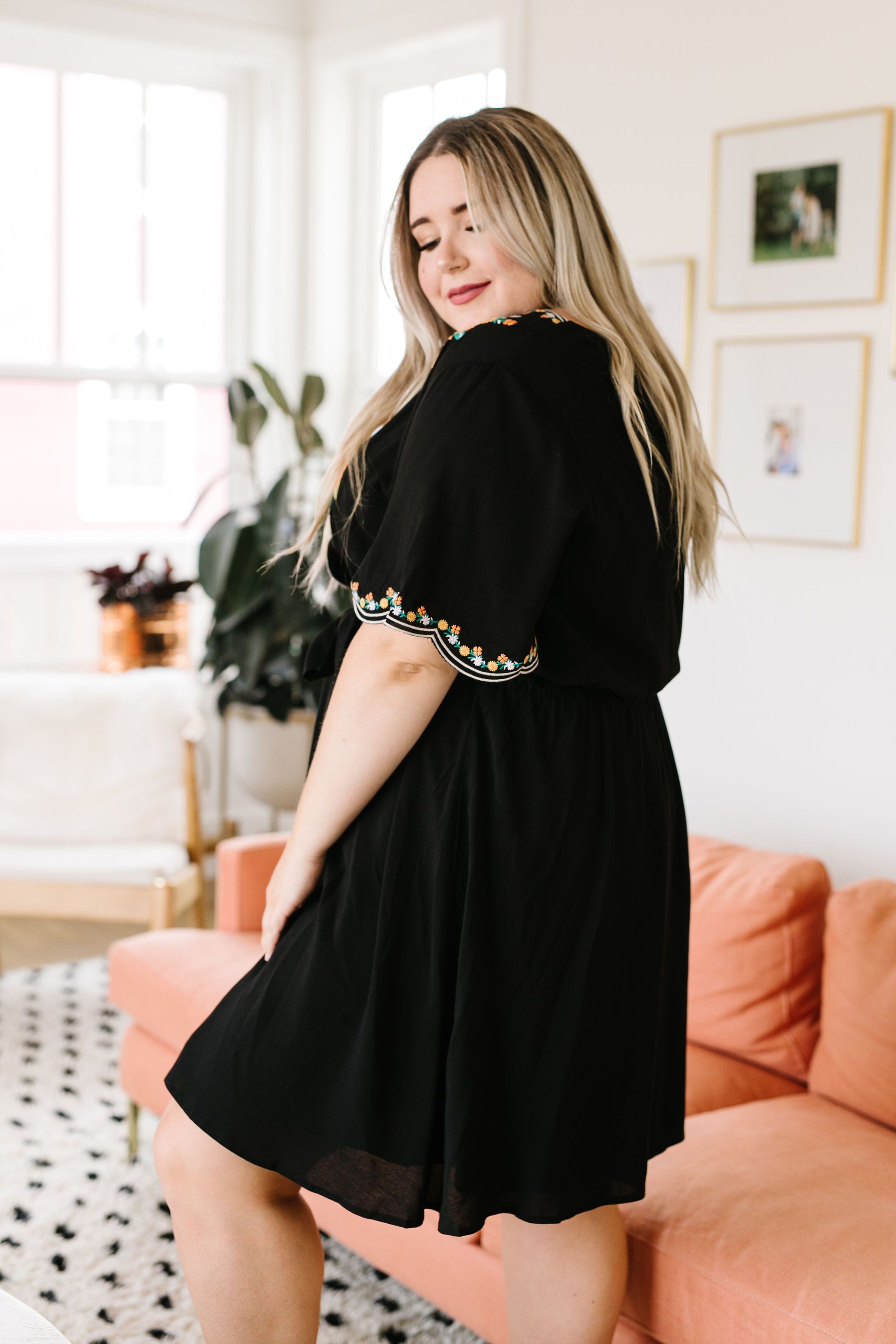 Brooklyn Embroidered Dress In Black