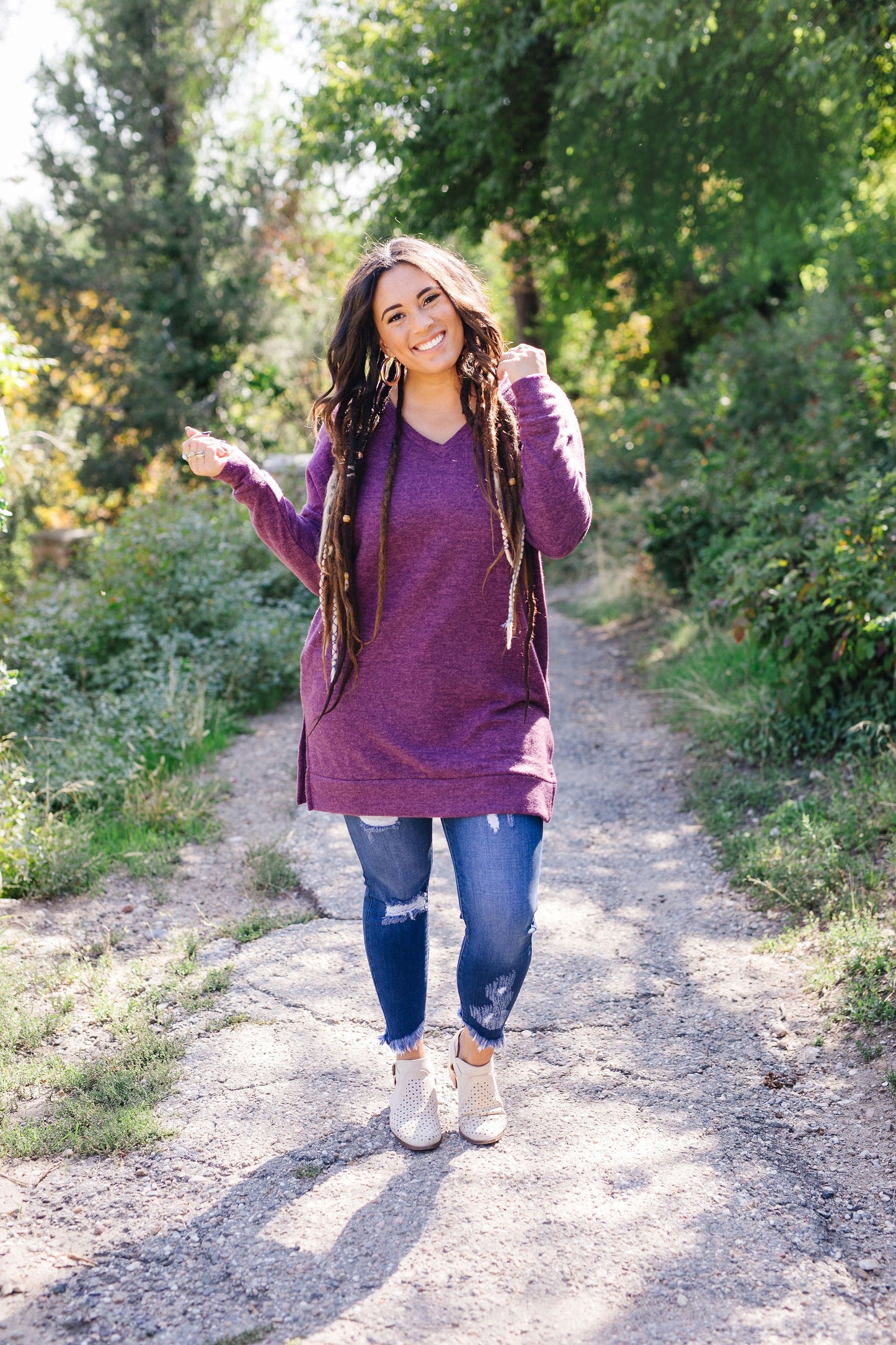 Brushed Melange V-Neck Sweater