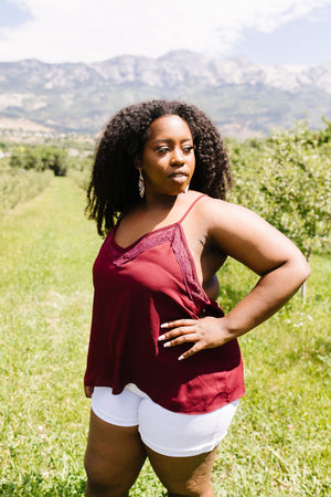 Burgundy & Lace Camisole