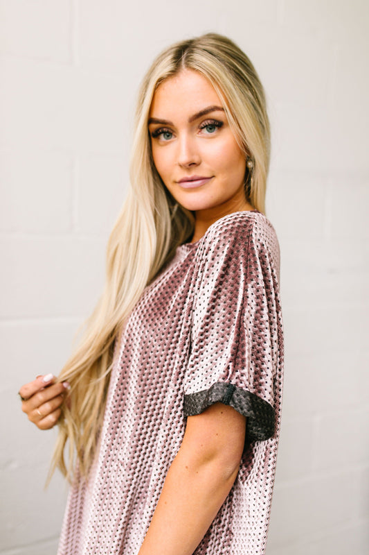 Burnout Beauty Embossed Velvet Top In Mauve - ALL SALES FINAL