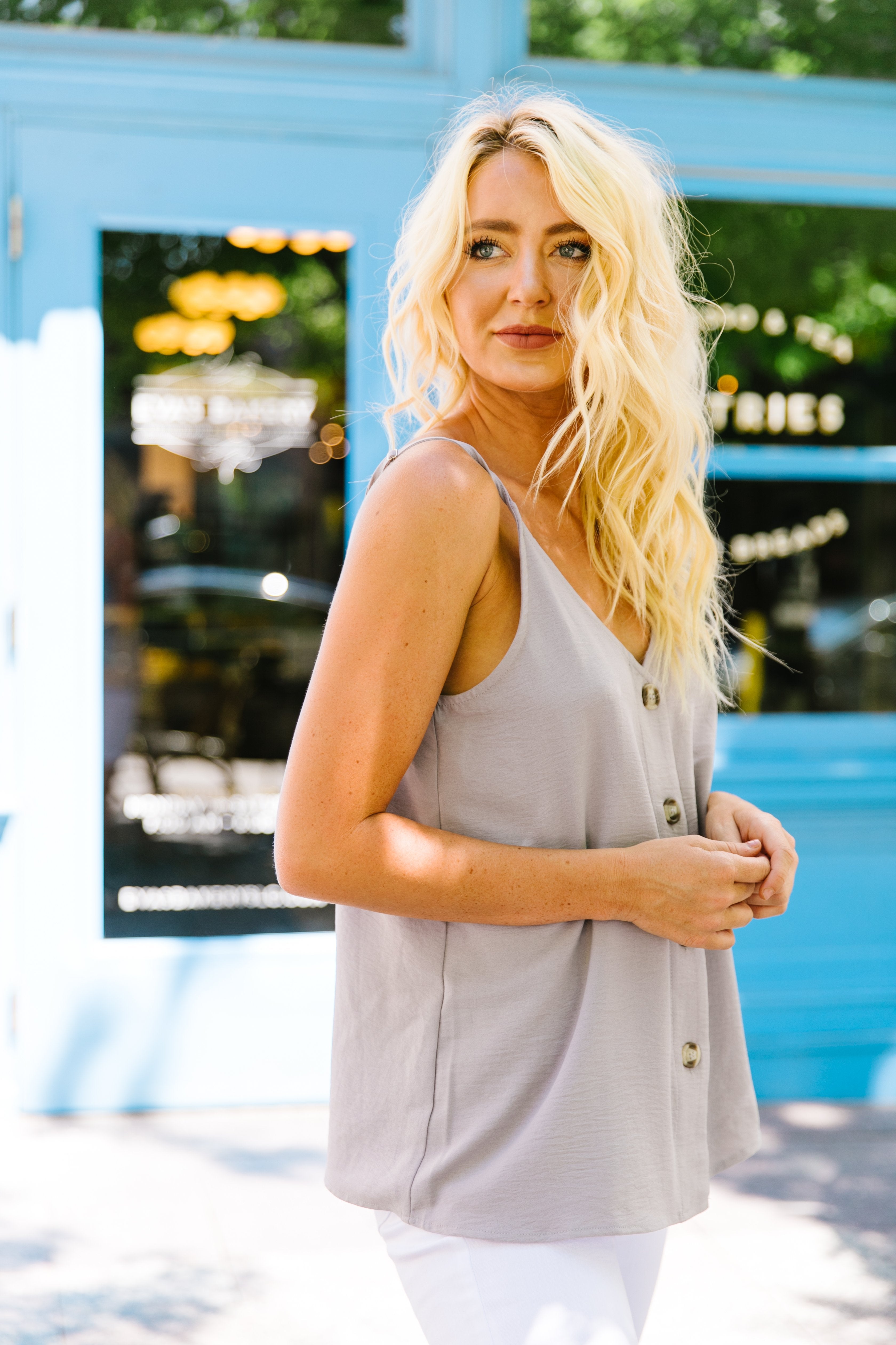 Button-down Camisole In Gray