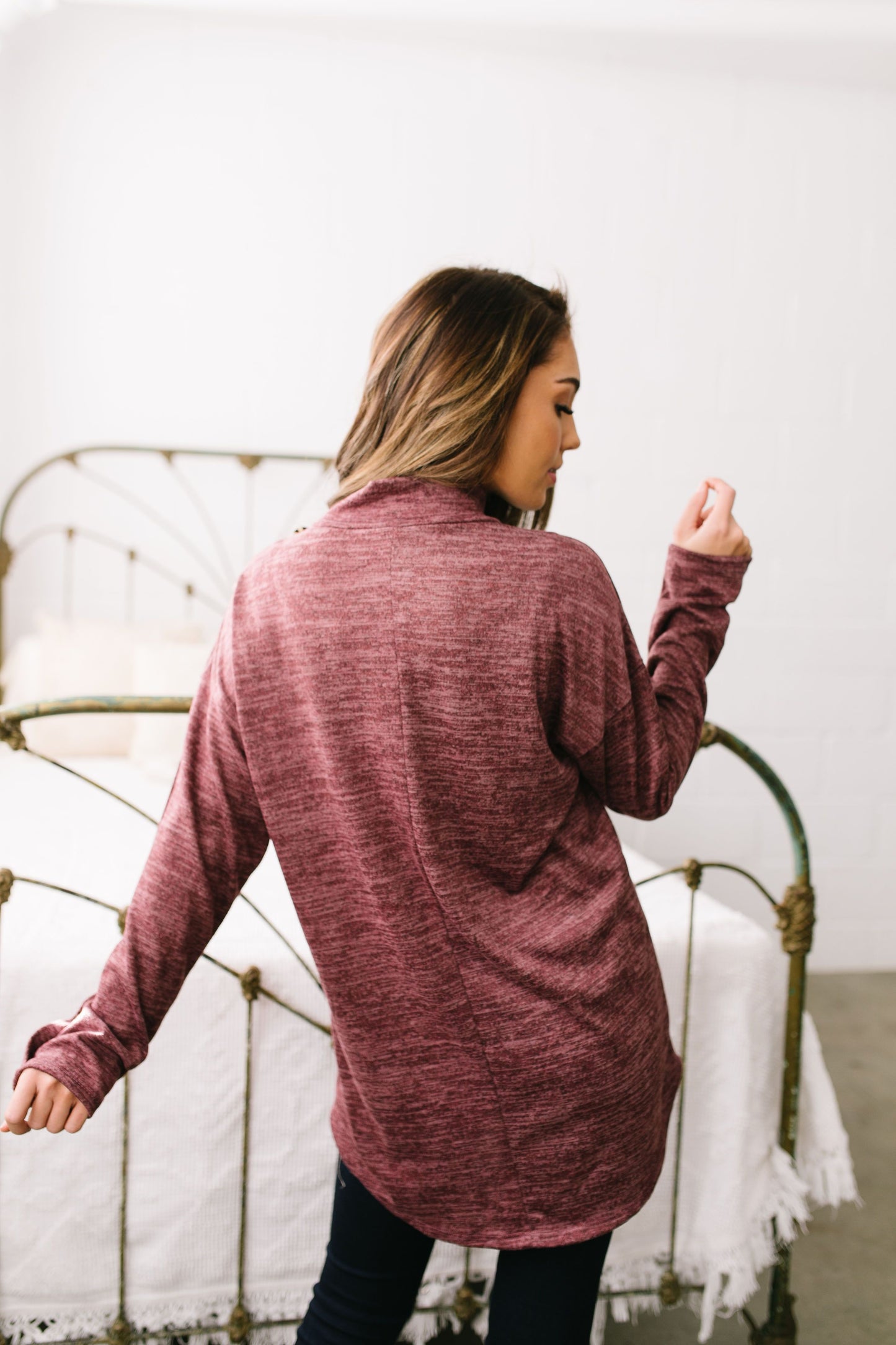 Buttoned Sleeve Top In Brick