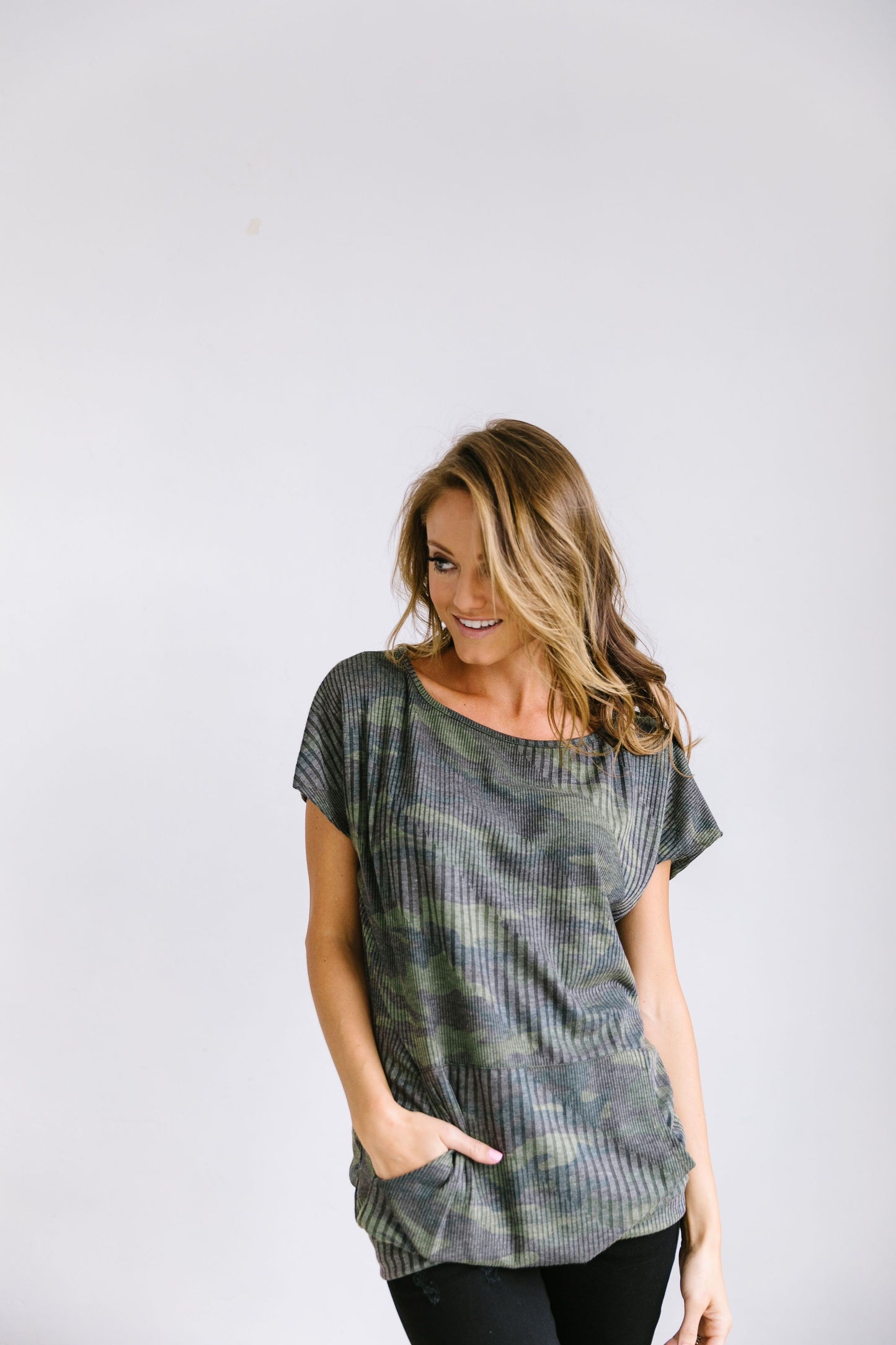 Camo Kangaroo Pocket Top