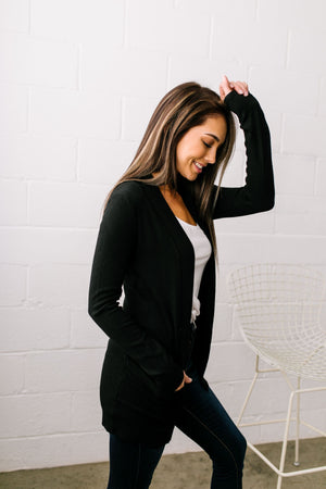 Carefree Casual Cardigan In Black - ALL SALES FINAL