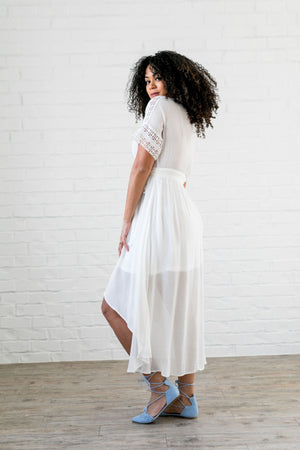 Carissa Lace Accent White Dress - ALL SALES FINAL