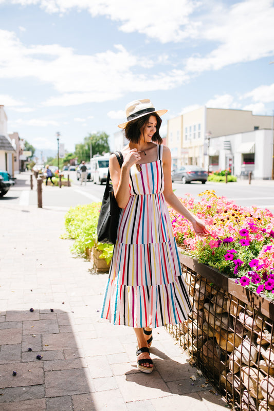 Carnivale Striped Midi Dress
