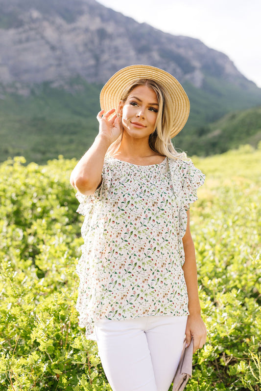 Cascading Ruffles Top In Ivory