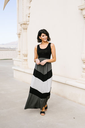 Chevron Skirt Tank Maxi Dress
