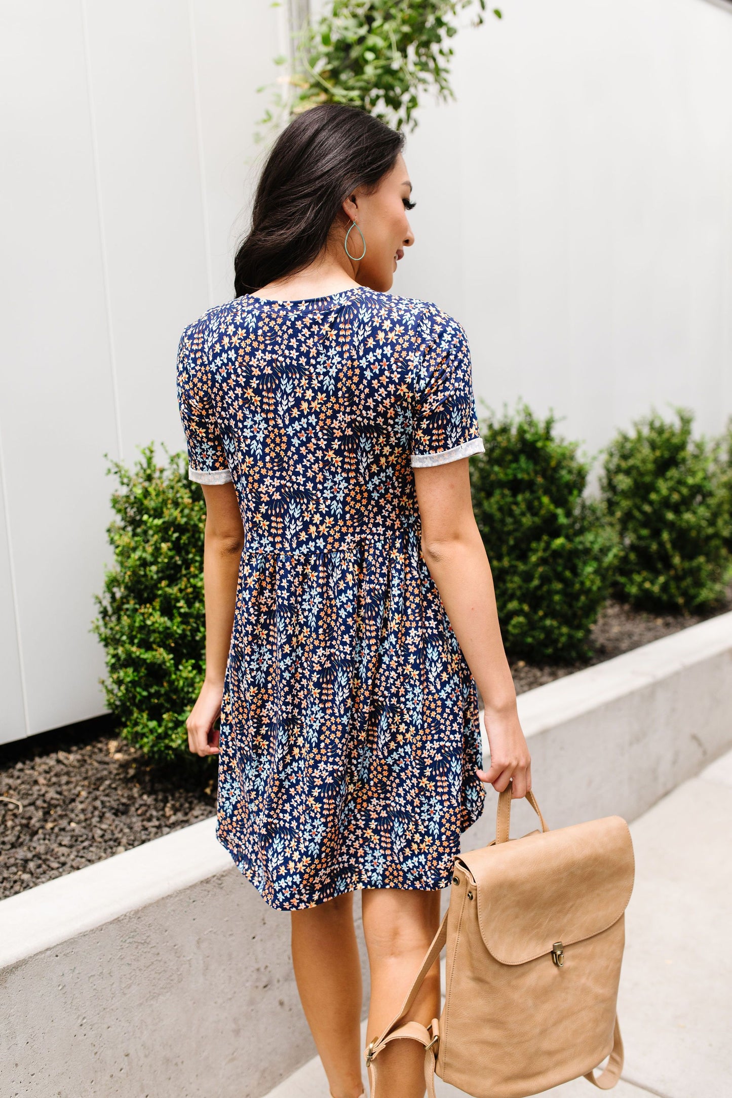 Clusters of Flowers Dress In Navy