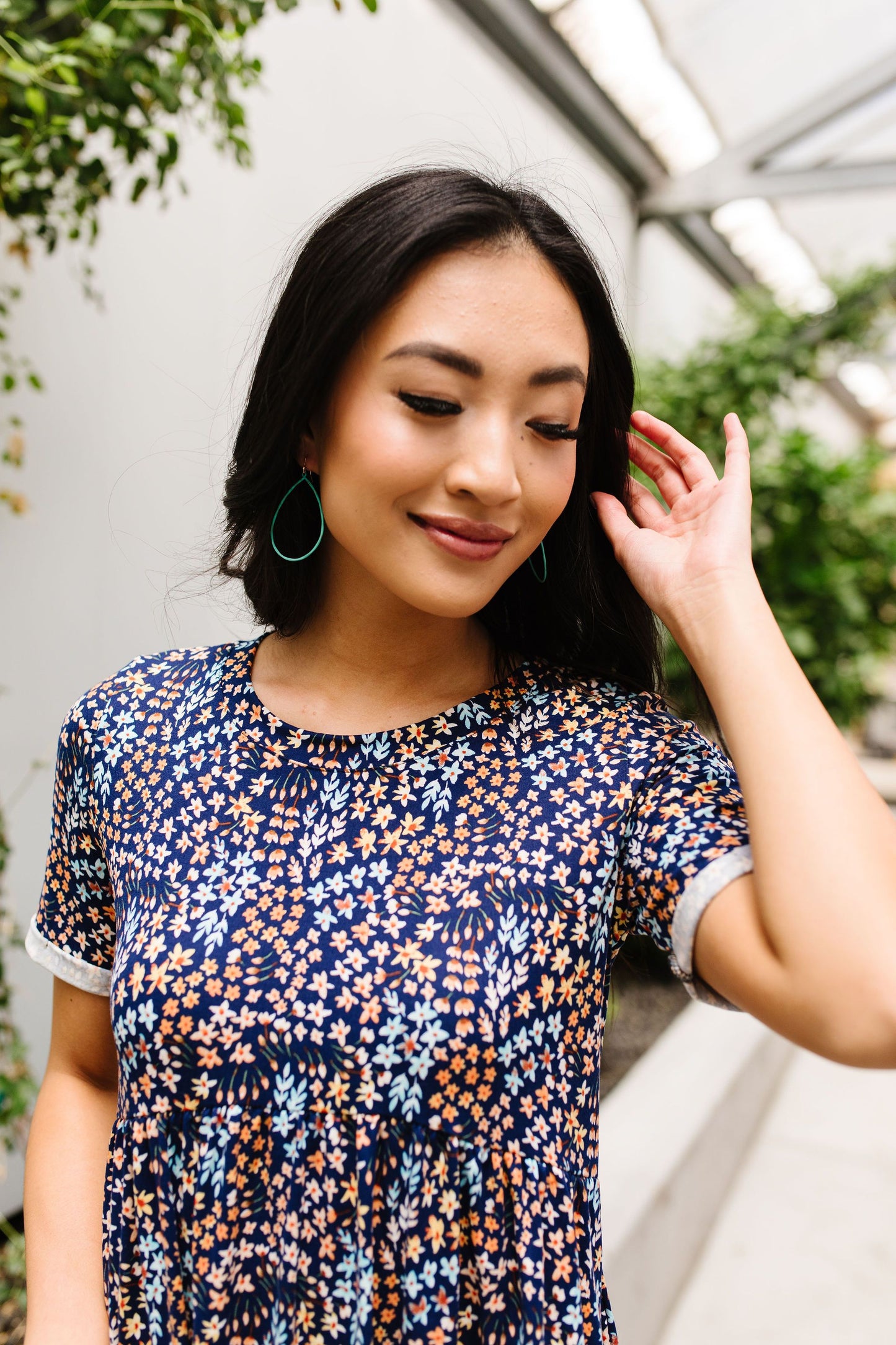 Clusters of Flowers Dress In Navy