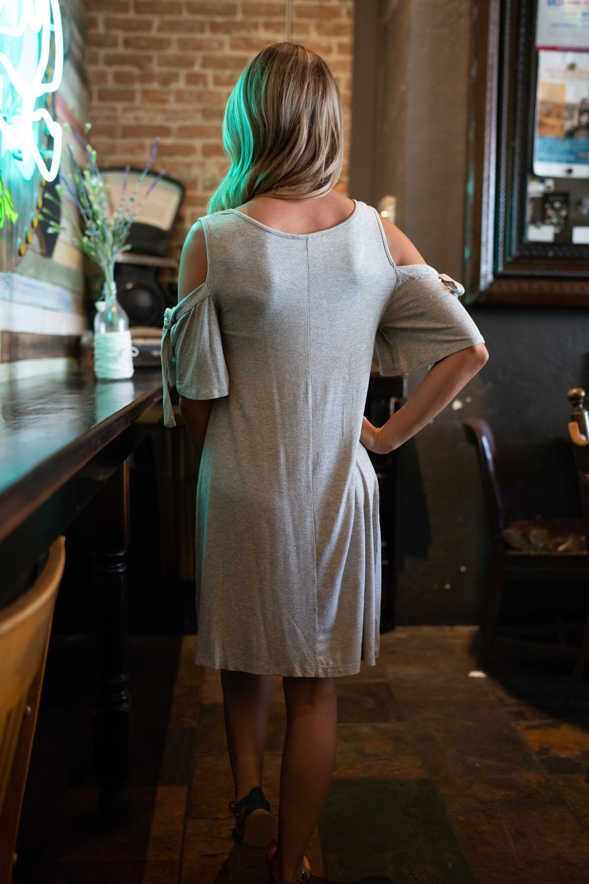 Cold Shoulder Dress In Gray