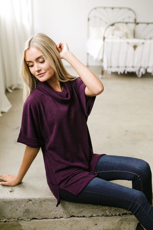Collette Cropped Sleeve Cowl Neck - ALL SALES FINAL
