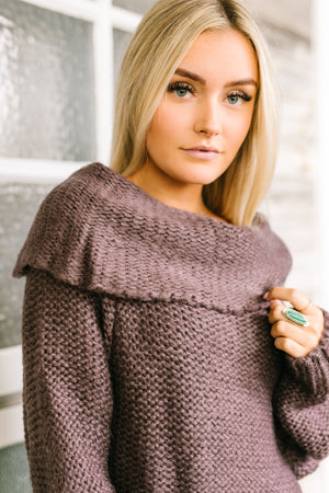 Colossal Cowl Neck Sweater In Midnight Purple