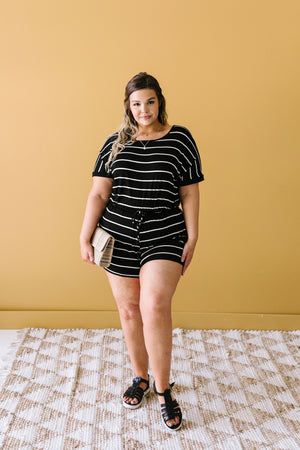 Comfort Stripes Romper In Black
