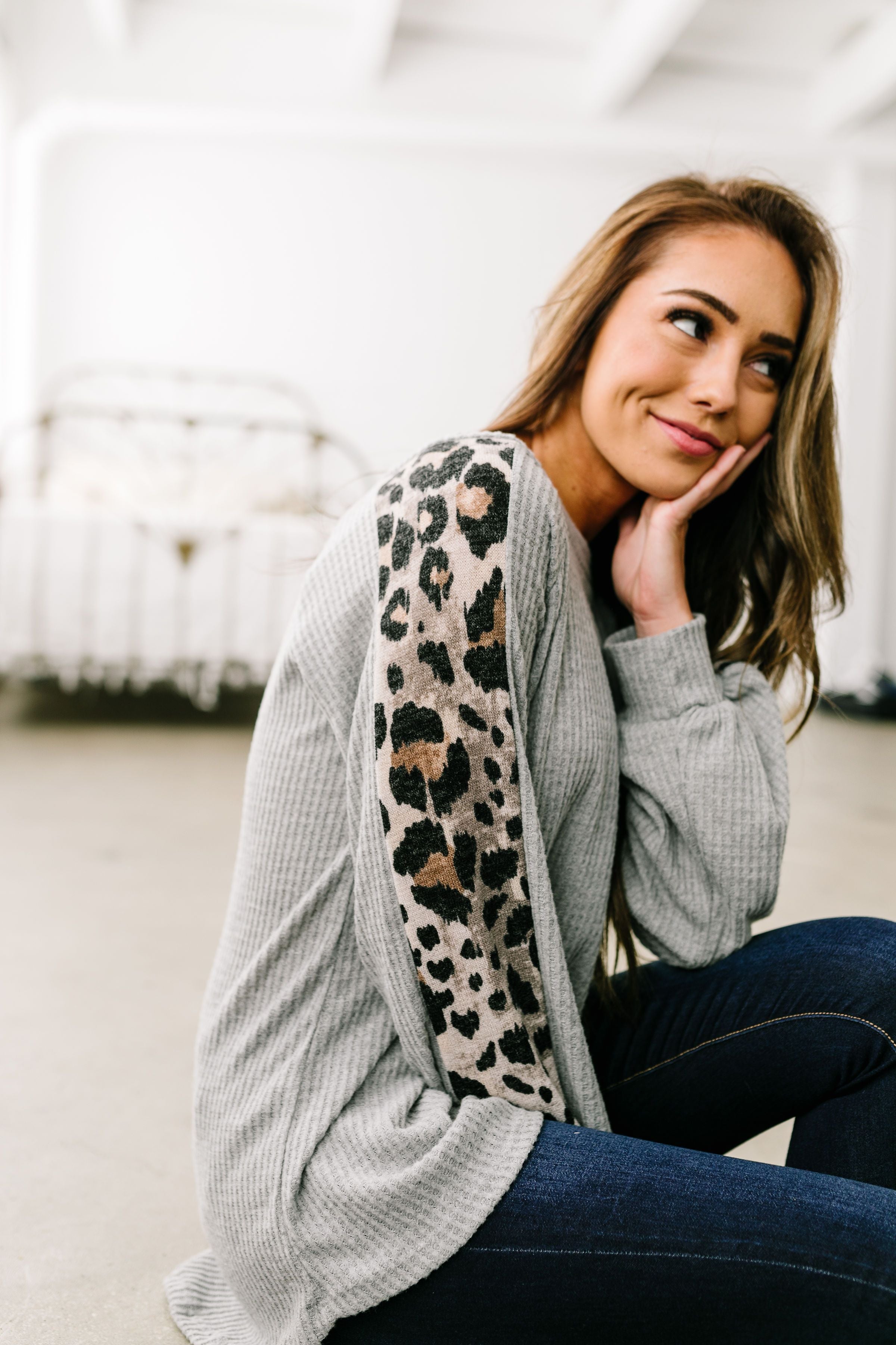 Cool Cat Leopard Sleeve Top - ALL SALES FINAL