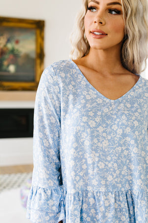 Cornflower Blue Ruffled Top