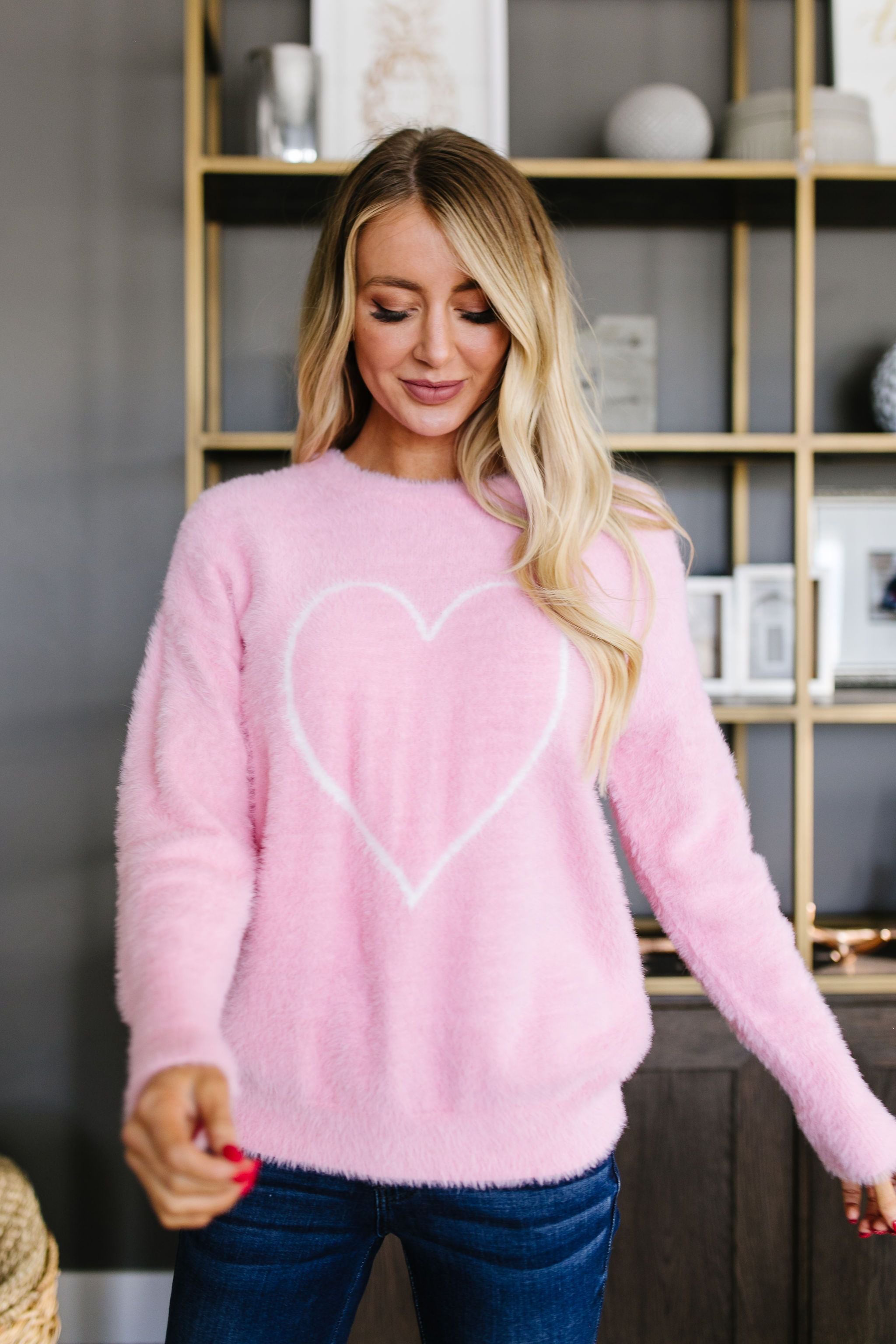 Count The Ways Fuzzy Pullover In Pink