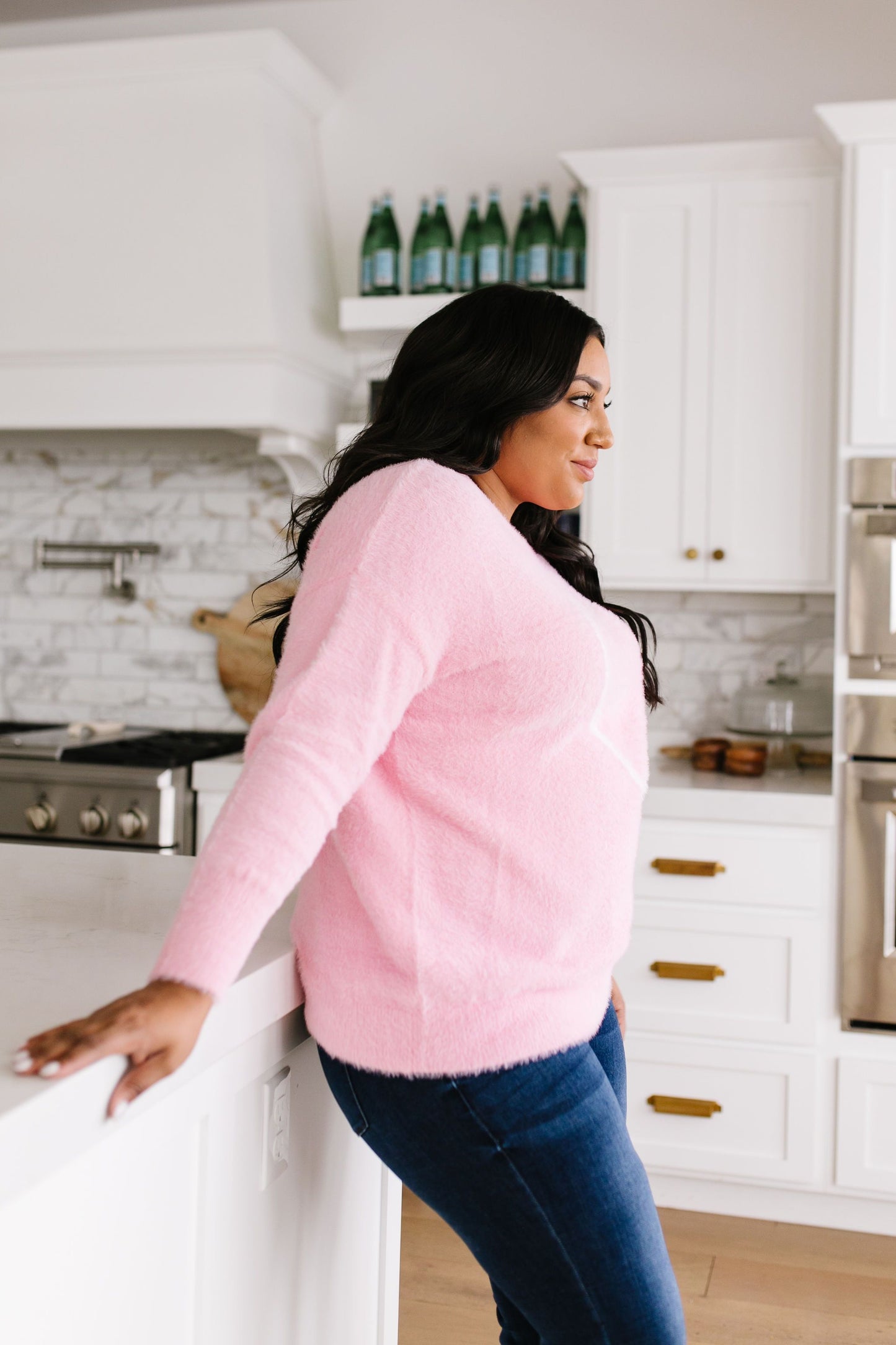 Count The Ways Fuzzy Pullover In Pink