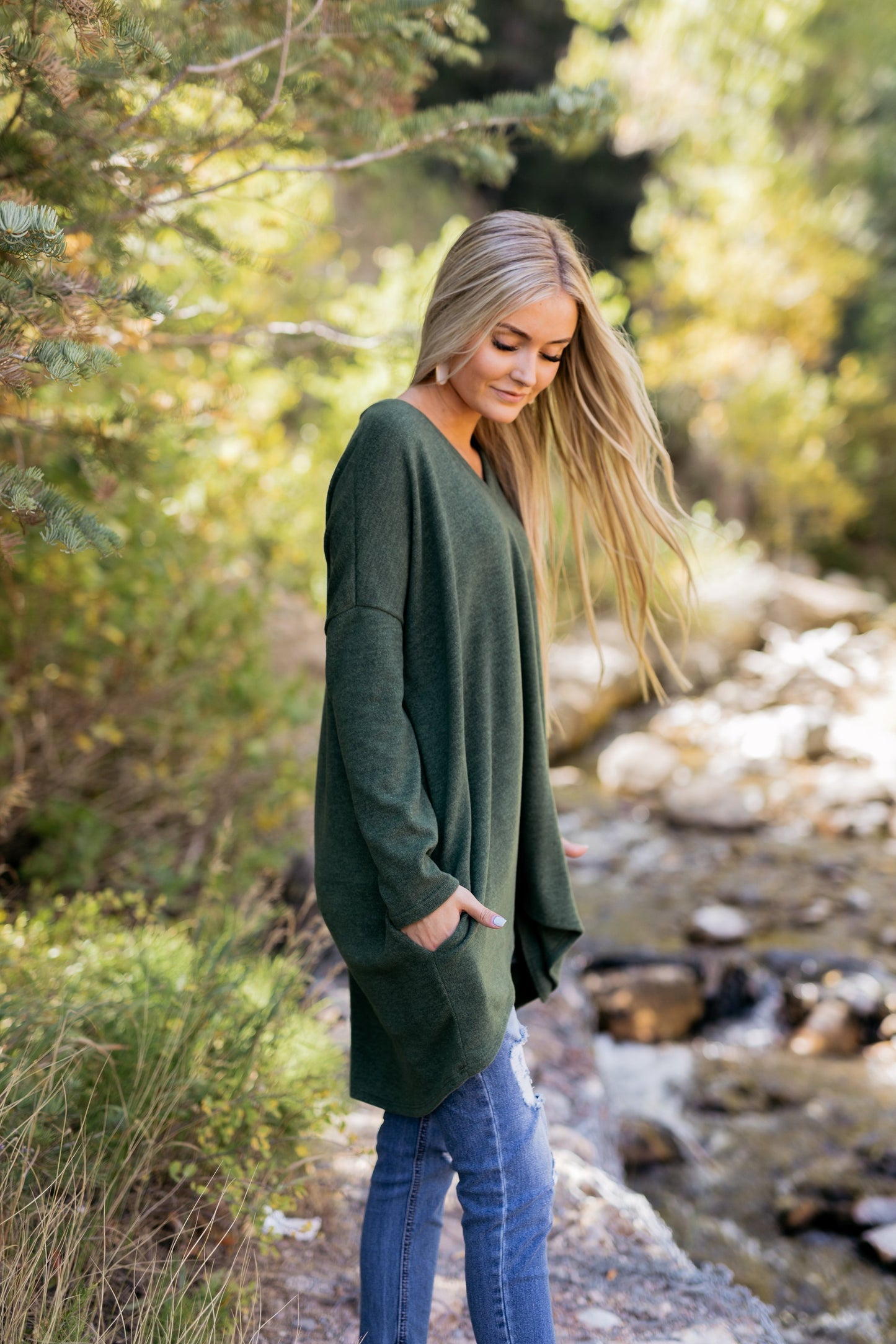 Creature Comforts Tunic In Forrest Green