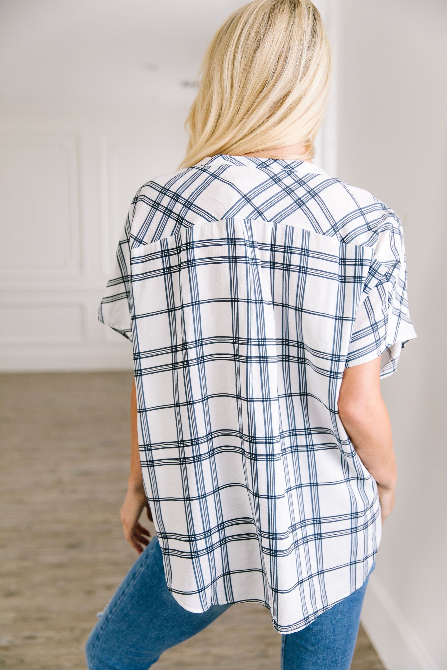 Crisp Plaid Button Down Top - ALL SALES FINAL