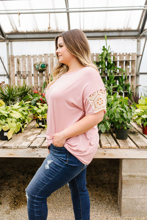 Crocheted Lace Sleeve Top